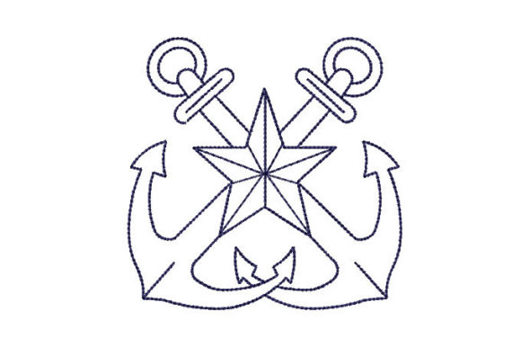 Cross Anchors Embroidery Design